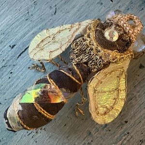 Handcrafted Bee Brooch with Shimmering Gold Accents